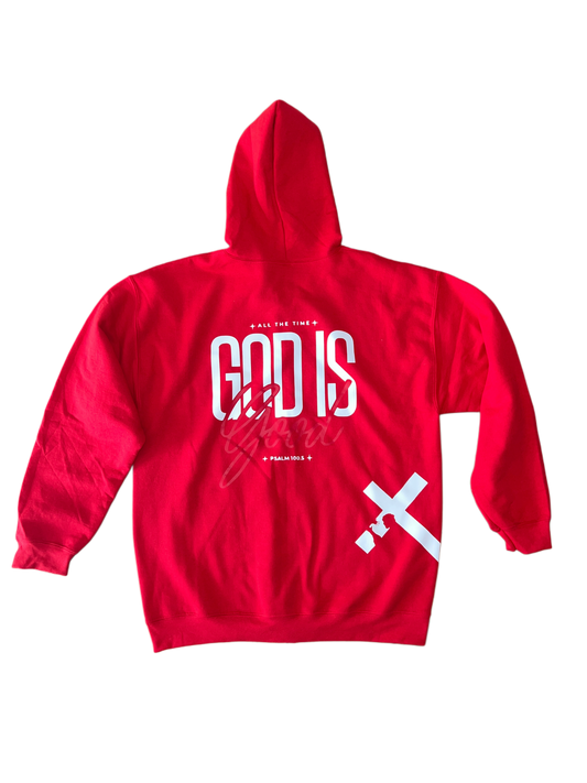 ''All the Time God is Good Psalm 100:5'' Red Zipper Hoodie